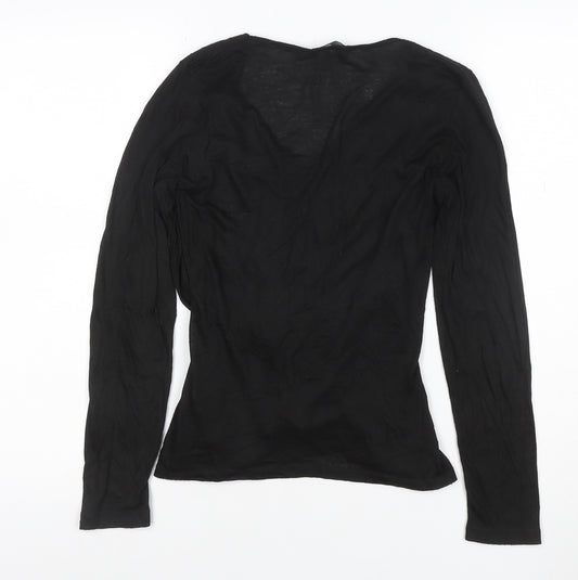 James Lakeland Women’s Black Wrap Blouse Long Sleeve Size 12