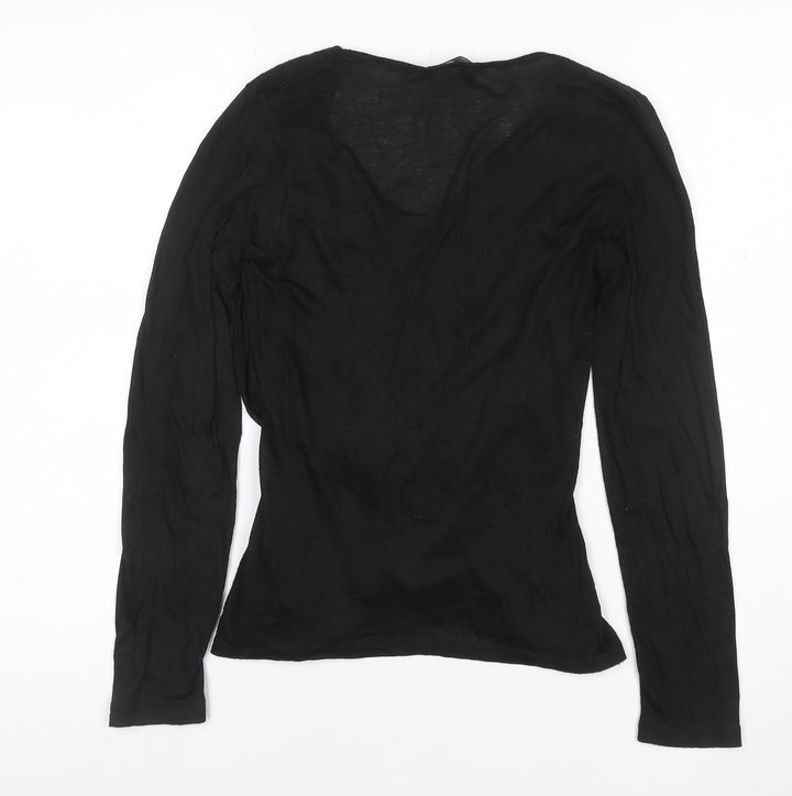James Lakeland Women’s Black Wrap Blouse Long Sleeve Size 12