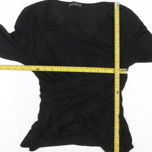 James Lakeland Women’s Black Wrap Blouse Long Sleeve Size 12