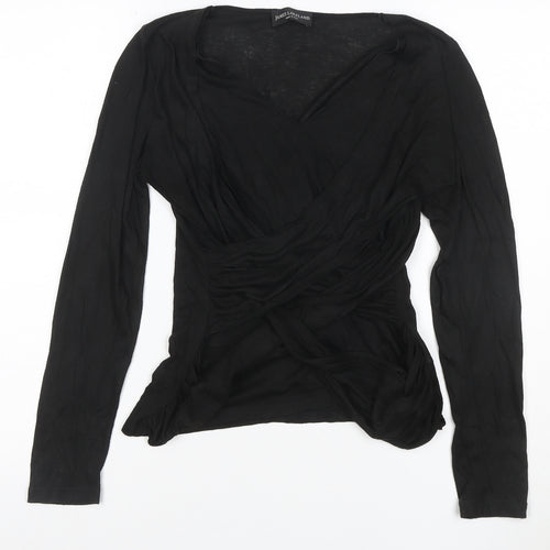 James Lakeland Women’s Black Wrap Blouse Long Sleeve Size 12