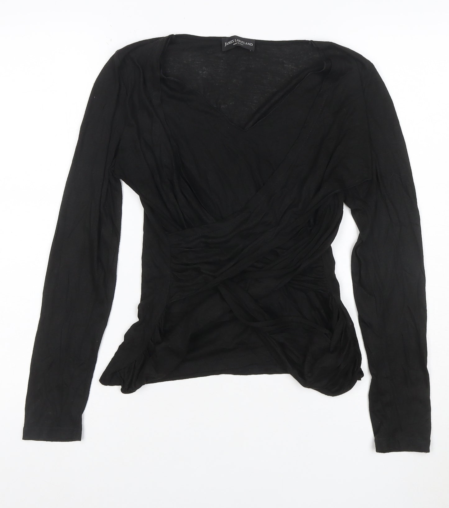 James Lakeland Women’s Black Wrap Blouse Long Sleeve Size 12