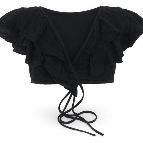 PrettyLittleThing Women’s Black Off Shoulder Cropped Blouse Size 6