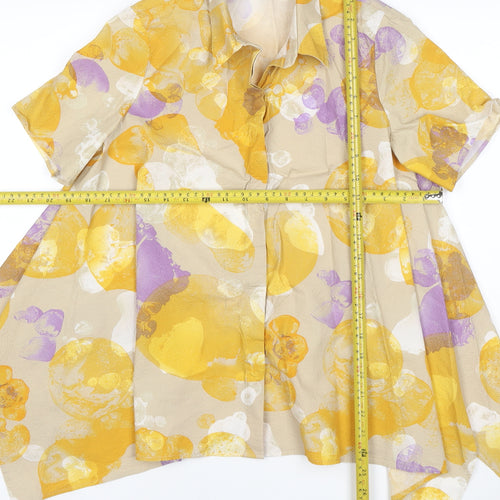 COS Womens Beige Floral Tunic Blouse UK 6 Short Sleeve Cotton