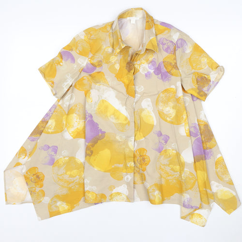 COS Womens Beige Floral Tunic Blouse UK 6 Short Sleeve Cotton