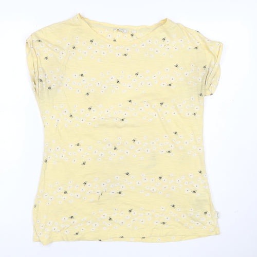 Fat Face Womens Yellow Floral Bee T-Shirt Size 12 Short Sleeve
