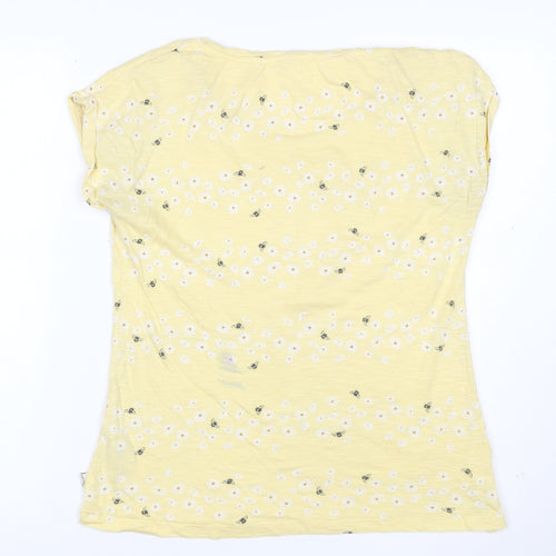 Fat Face Womens Yellow Floral Bee T-Shirt Size 12 Short Sleeve