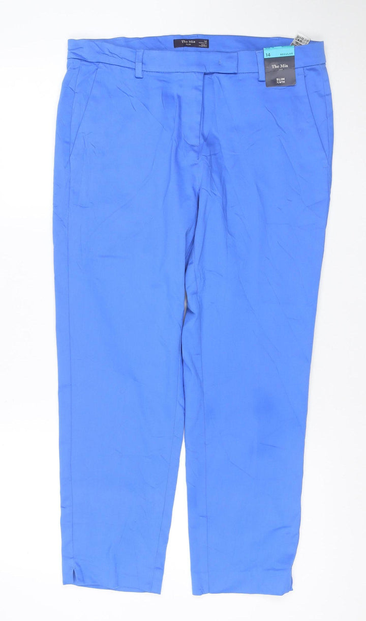Marks and Spencer Womens Blue Slim Fit Trousers Size 14 Regular