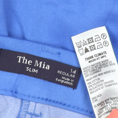 Marks and Spencer Womens Blue Slim Fit Trousers Size 14 Regular