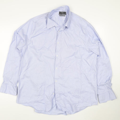 Marks and Spencer Men's Blue Slim Fit Cotton Long Sleeve Shirt Size 18