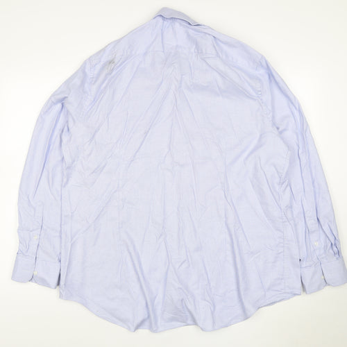Marks and Spencer Men's Blue Slim Fit Cotton Long Sleeve Shirt Size 18