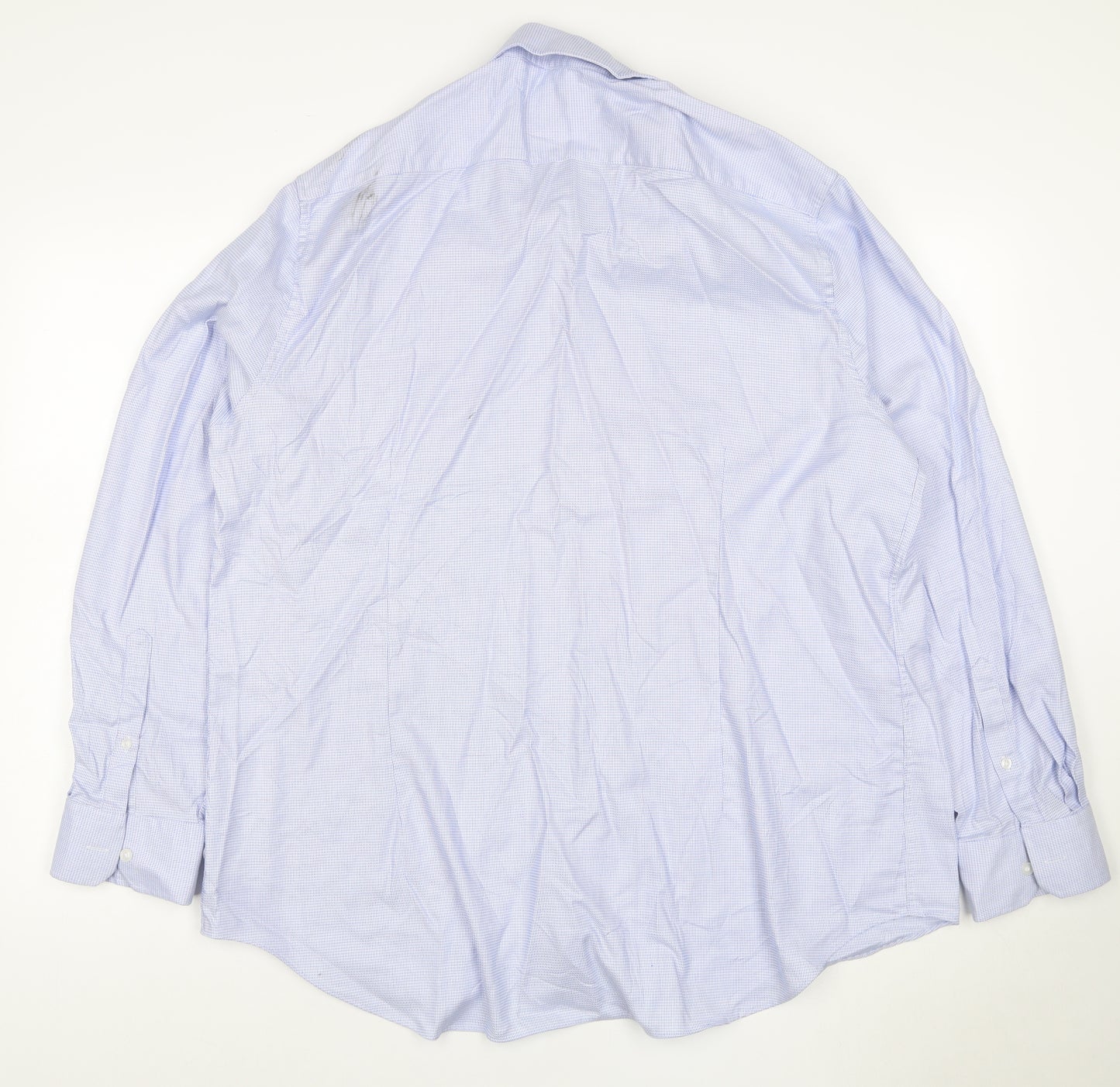 Marks and Spencer Men's Blue Slim Fit Cotton Long Sleeve Shirt Size 18