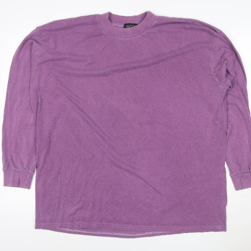 BoohooMAN Men's Purple Long Sleeve Graphic Skull T-Shirt Size L