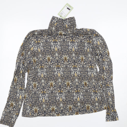 H&M Women’s Multicoloured Roll Neck Floral Jersey Top Size L