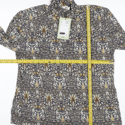 H&M Women’s Multicoloured Roll Neck Floral Jersey Top Size L
