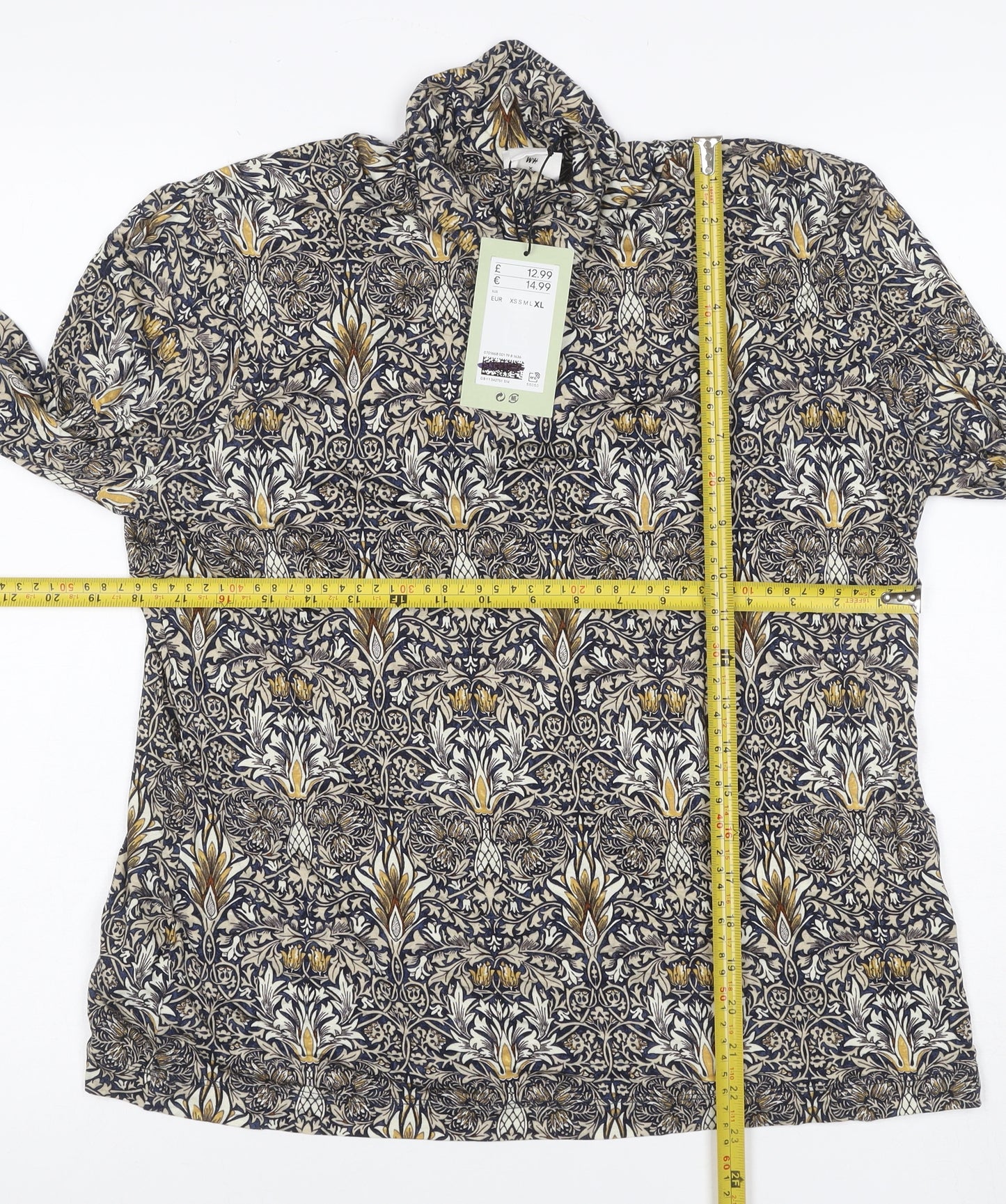 H&M Women’s Multicoloured Roll Neck Floral Jersey Top Size L