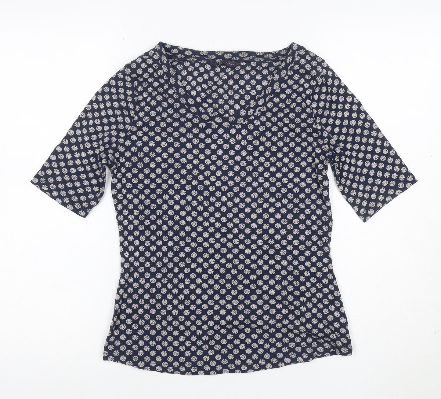 Marks and Spencer Womens Blue Floral Cotton T-Shirt Size 12