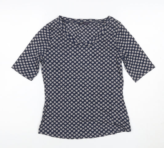 Marks and Spencer Womens Blue Floral Cotton T-Shirt Size 12