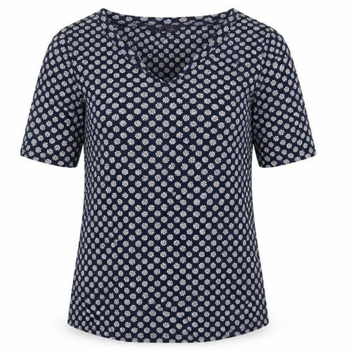 Marks and Spencer Womens Blue Floral Cotton T-Shirt Size 12