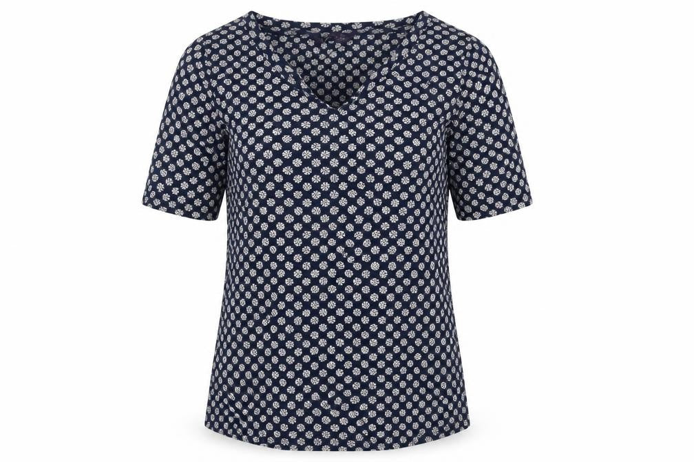 Marks and Spencer Womens Blue Floral Cotton T-Shirt Size 12