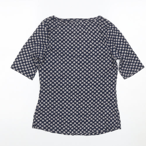 Marks and Spencer Womens Blue Floral Cotton T-Shirt Size 12