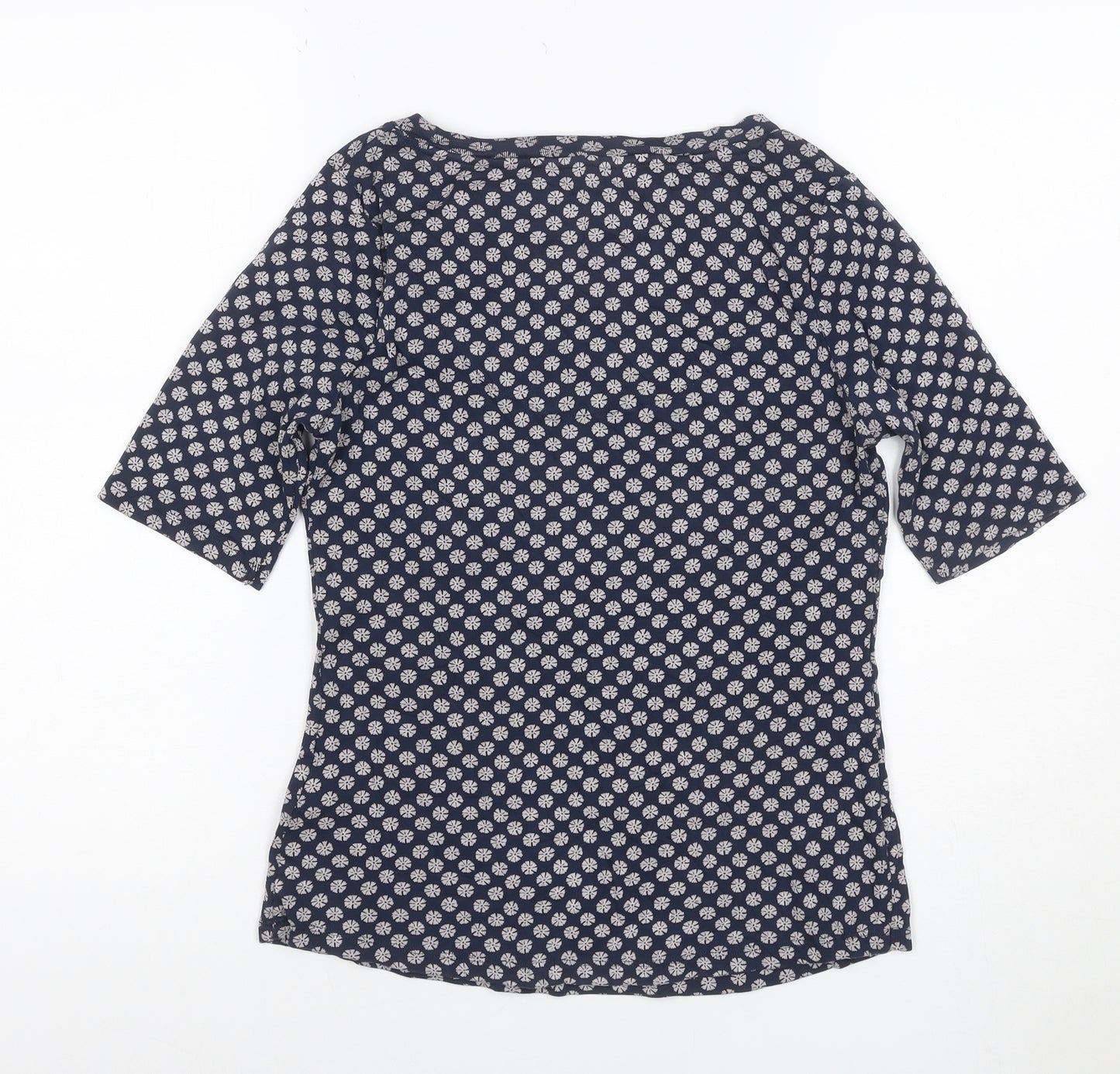 Marks and Spencer Womens Blue Floral Cotton T-Shirt Size 12