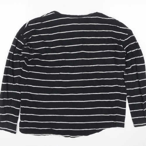 Pull & Bear Women’s Black Striped Long Sleeve Cotton T-Shirt Size 8
