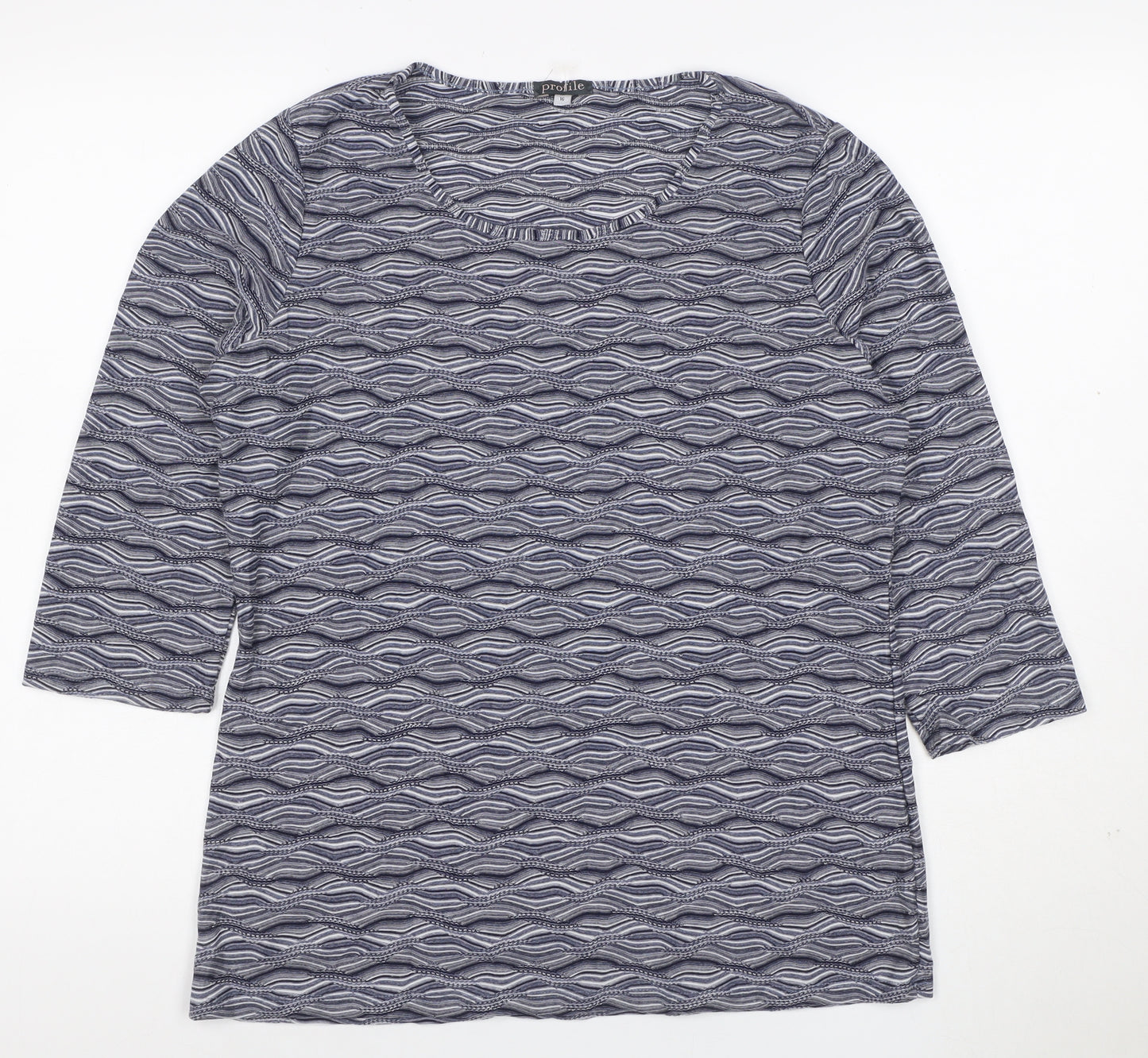 Profile Women’s Blue Wave Pattern Jersey T-Shirt Size 16