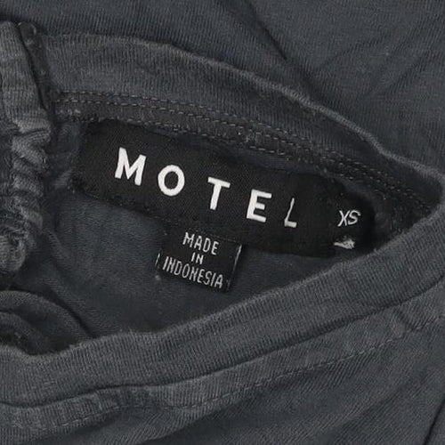 MOTEL Womens Black XS Cropped Long Sleeve Tie Back Top