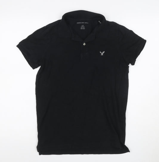 American Eagle Men’s Black Slim Fit Polo Shirt Size S