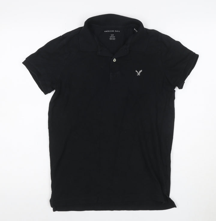 American Eagle Men’s Black Slim Fit Polo Shirt Size S