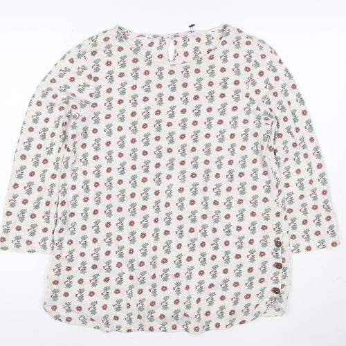 Fat Face Women’s Ivory Floral 3/4 Sleeve Cotton Tunic Blouse Size 12