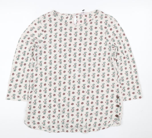 Fat Face Women’s Ivory Floral 3/4 Sleeve Cotton Tunic Blouse Size 12