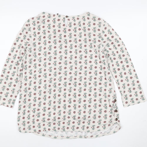Fat Face Women’s Ivory Floral 3/4 Sleeve Cotton Tunic Blouse Size 12