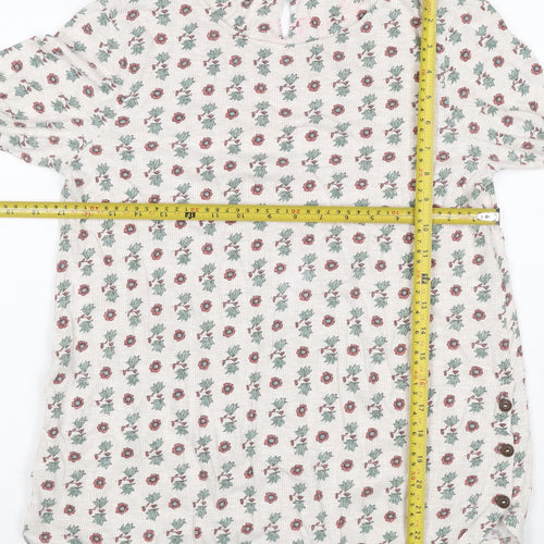 Fat Face Women’s Ivory Floral 3/4 Sleeve Cotton Tunic Blouse Size 12