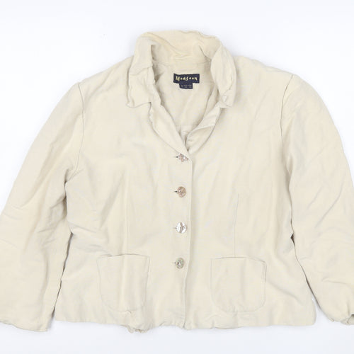 Monsoon Womens Beige Linen Blend Suit Jacket Size 14 Classic Style