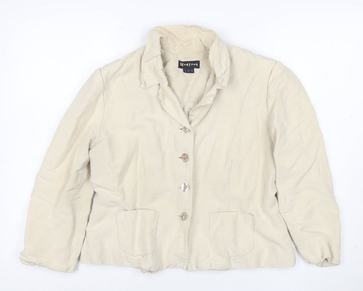 Monsoon Womens Beige Linen Blend Suit Jacket Size 14 Classic Style