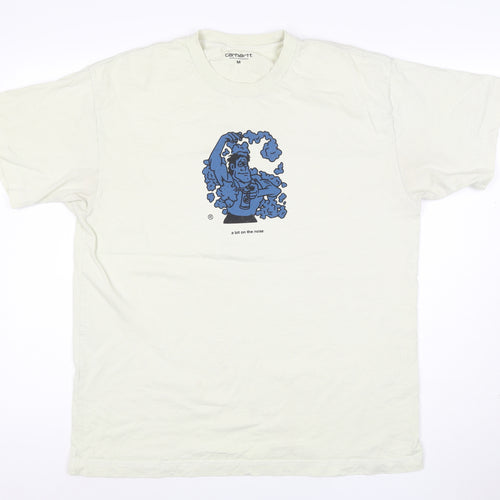 Carhartt Men's White Graphic Print Cotton T-Shirt M Regular Fit