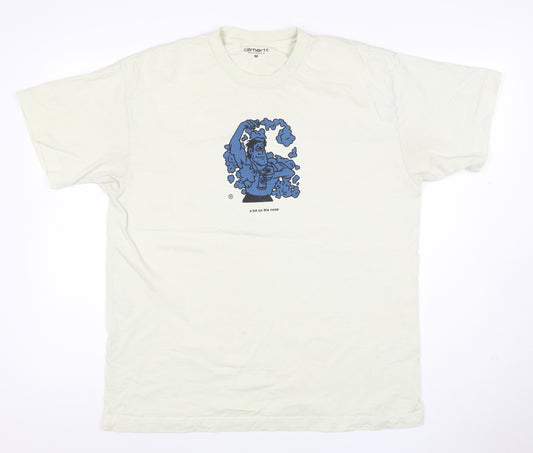 Carhartt Men's White Graphic Print Cotton T-Shirt M Regular Fit