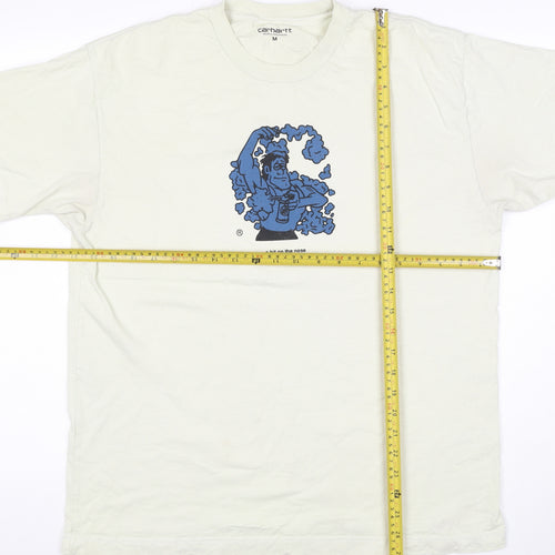 Carhartt Men's White Graphic Print Cotton T-Shirt M Regular Fit