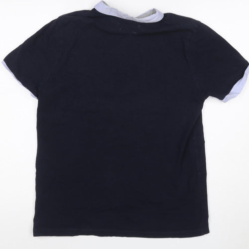 The Spitalfields Shirt Co. Men's Blue Henley Short Sleeve Cotton T-Shirt M