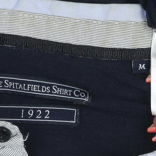 The Spitalfields Shirt Co. Men's Blue Henley Short Sleeve Cotton T-Shirt M