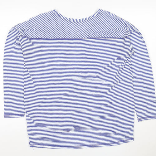 Next Women's Blue Striped Long Sleeve V-Neck Cotton T-Shirt Size 16