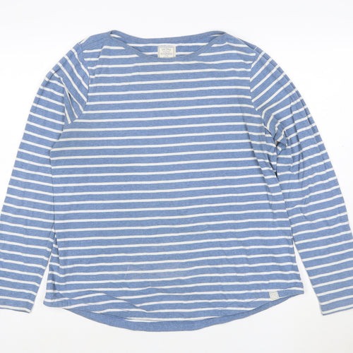 Fat Face Women's Blue Striped Long Sleeve Cotton T-Shirt Size 16