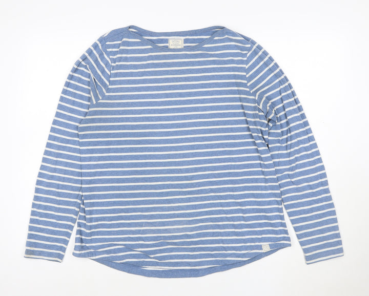 Fat Face Women's Blue Striped Long Sleeve Cotton T-Shirt Size 16