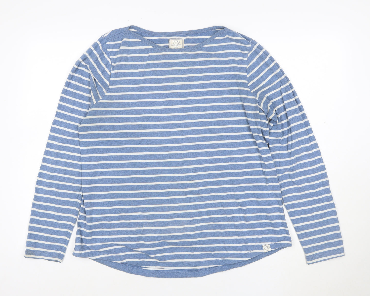 Fat Face Women's Blue Striped Long Sleeve Cotton T-Shirt Size 16