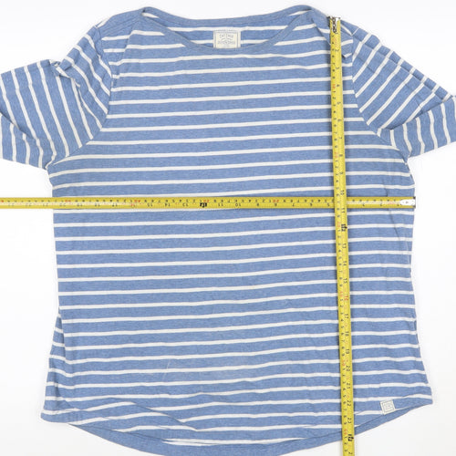 Fat Face Women's Blue Striped Long Sleeve Cotton T-Shirt Size 16