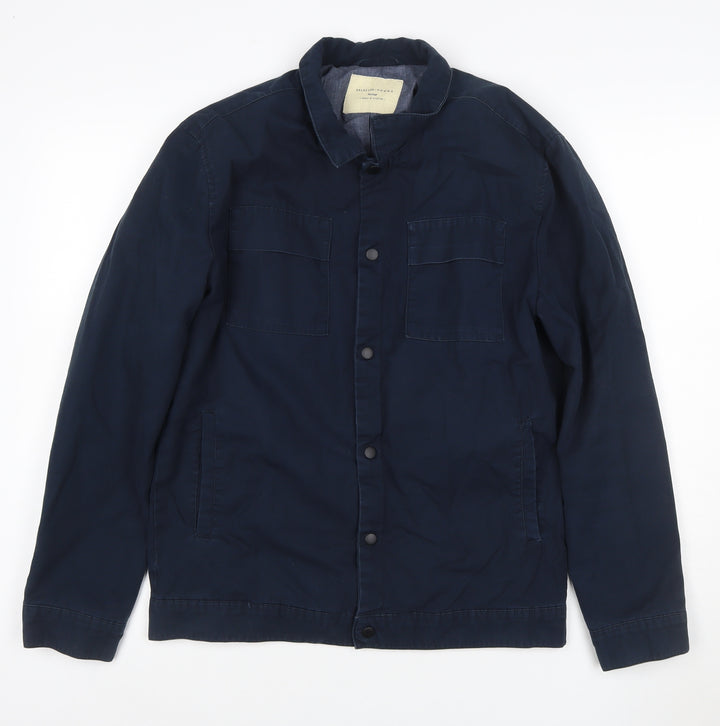 SELECTED HOMME Men's Blue Cotton Casual Jacket Size S