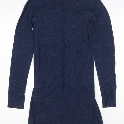H&M Women Blue Long Sleeve Bodycon Jersey Short Dress Size S