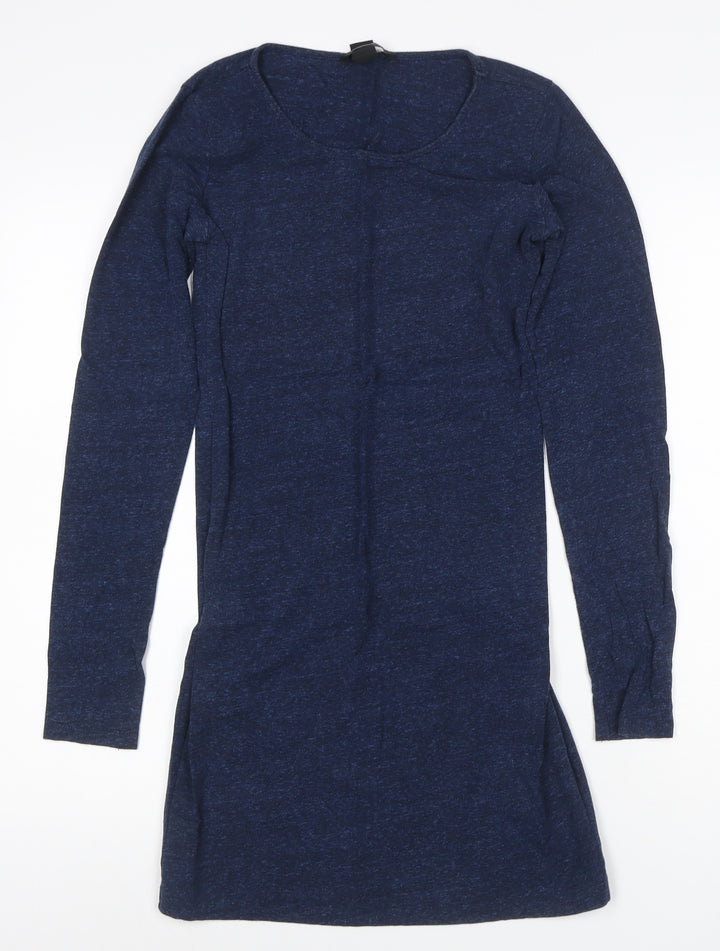 H&M Women Blue Long Sleeve Bodycon Jersey Short Dress Size S
