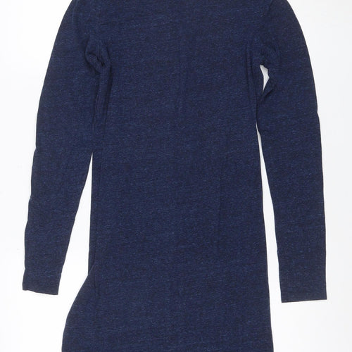 H&M Women Blue Long Sleeve Bodycon Jersey Short Dress Size S